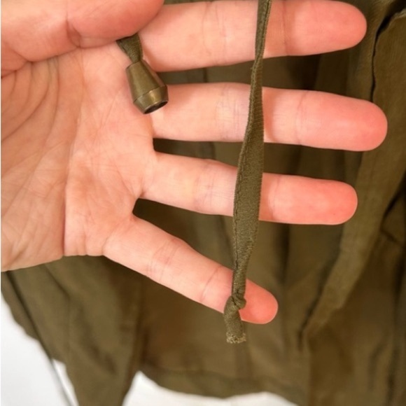 Hiking Rain Jacket Moss Green Attached Hood Coat Size Small Cinch Waist - Picture 12 of 16